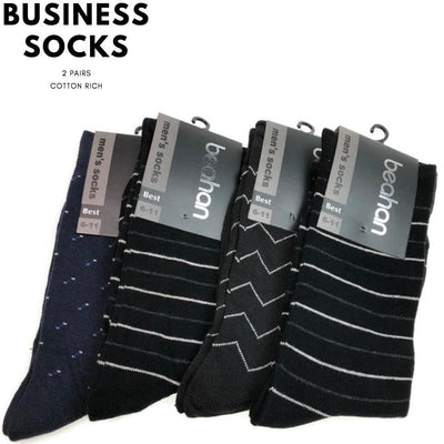 2 Pairs COTTON BUSINESS SOCKS Mens Dress Crew Plain Work Casual Payday Deals