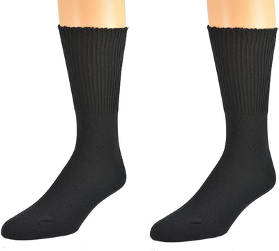 2 Pairs DIABETIC BAMBOO Socks Work Socks Medical Loose Top Crew Cushion BLACK Payday Deals