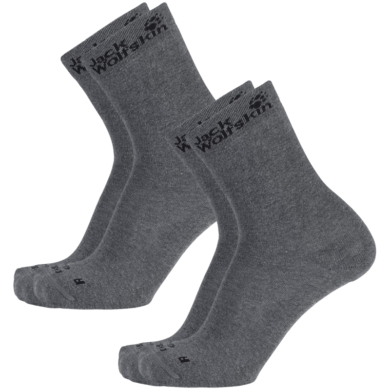 2-Pairs Jack Wolfskin Casual Ankle Socks Classic Cut Organic Cotton - Dark Grey Payday Deals