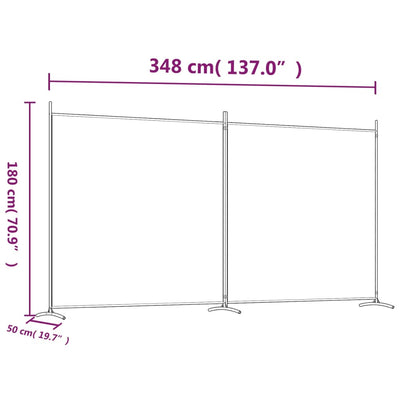 2-Panel Room Divider White 348x180 cm Fabric Payday Deals