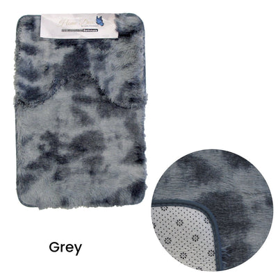2 Pce 2-Toned Extra Light Weighted Shaggy Fluffy Bath Mat Set Grey Payday Deals