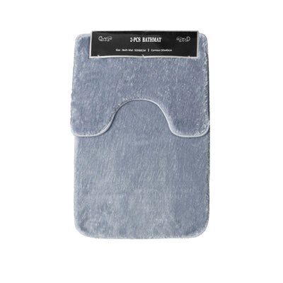 2 Pce Sorrento Plush Quality Non-slip Rubber Back Bath Mat Set Slate Grey