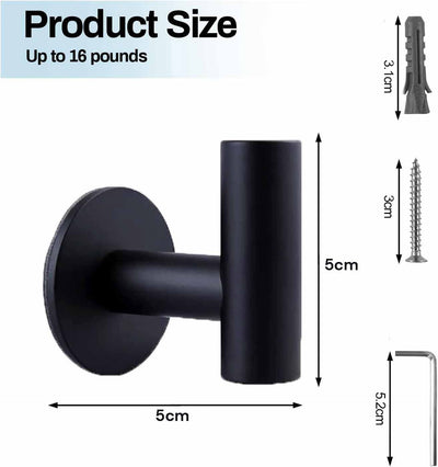 2 Pcs Wall Mount Self Adhesive Bathroom Towel Hooks Holder Cloth Hanger Hook Door Hanger Black Payday Deals