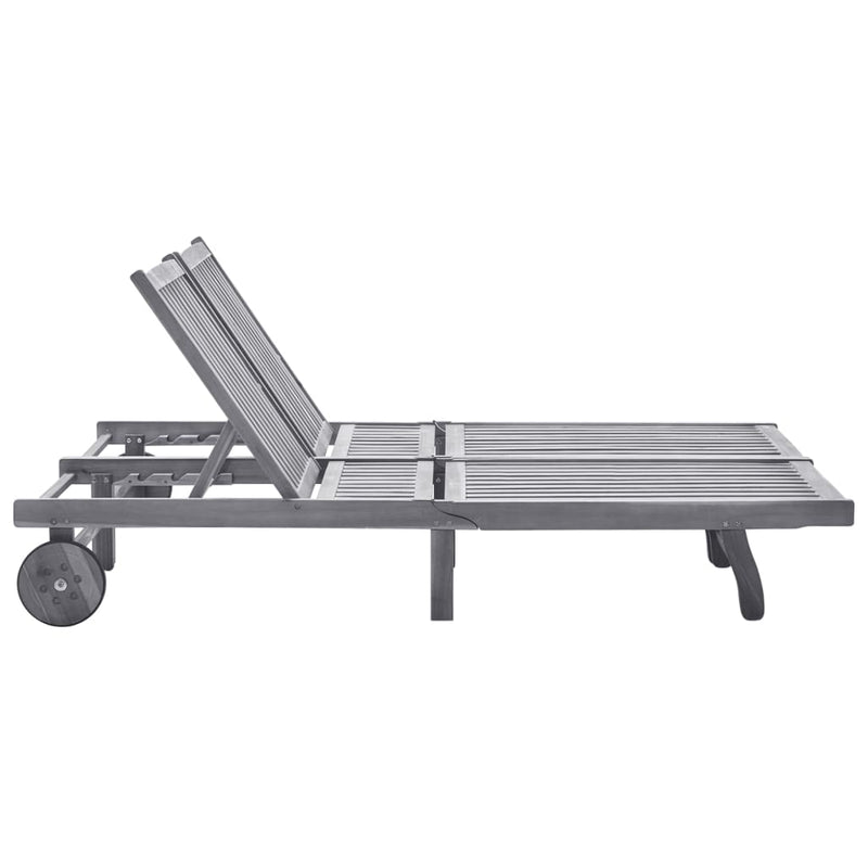 2-Person Garden Sun Lounger with Cushion Grey Solid Acacia Wood Payday Deals