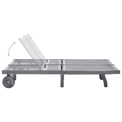 2-Person Garden Sun Lounger with Cushion Grey Solid Acacia Wood Payday Deals