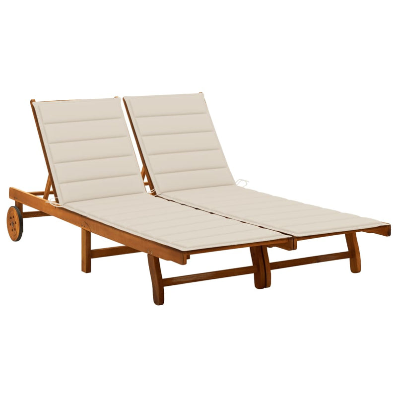 2-Person Garden Sun Lounger with Cushions Solid Acacia Wood Payday Deals