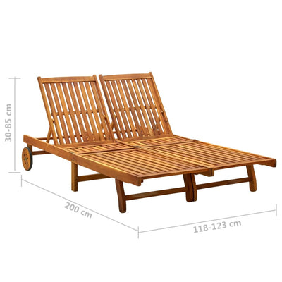 2-Person Garden Sun Lounger with Cushions Solid Acacia Wood Payday Deals