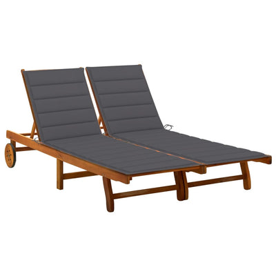 2-Person Garden Sun Lounger with Cushions Solid Acacia Wood Payday Deals