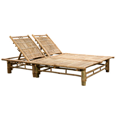 2-Person Sun Lounger with Cushions Bamboo Payday Deals