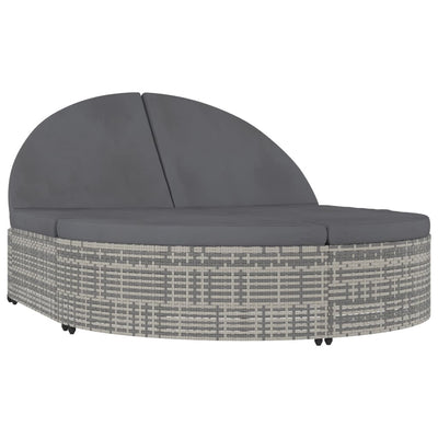 2-Person Sun Lounger with Cushions Poly Rattan Grey Payday Deals