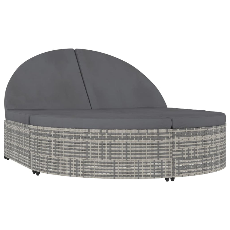 2-Person Sun Lounger with Cushions Poly Rattan Grey Payday Deals