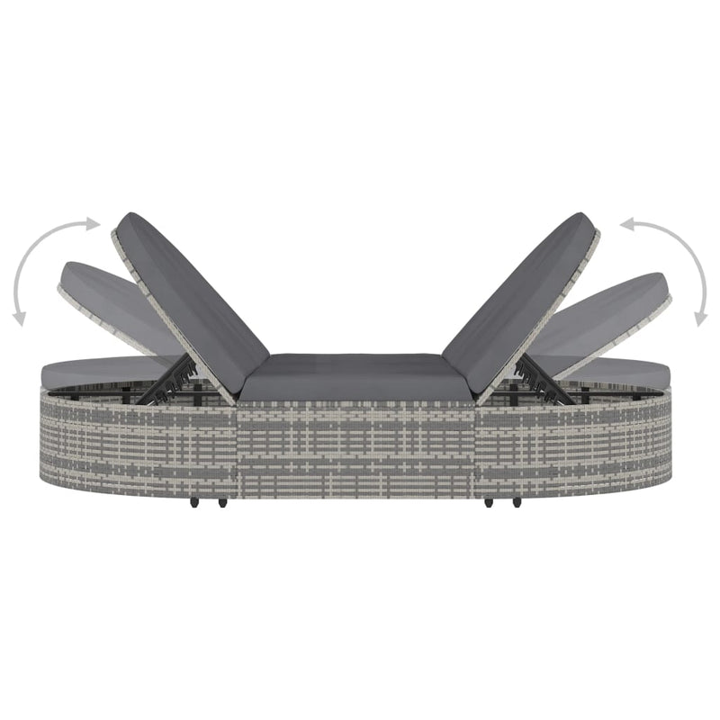 2-Person Sun Lounger with Cushions Poly Rattan Grey Payday Deals
