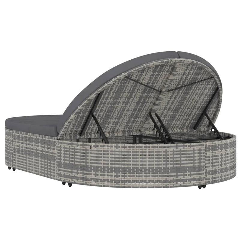2-Person Sun Lounger with Cushions Poly Rattan Grey Payday Deals