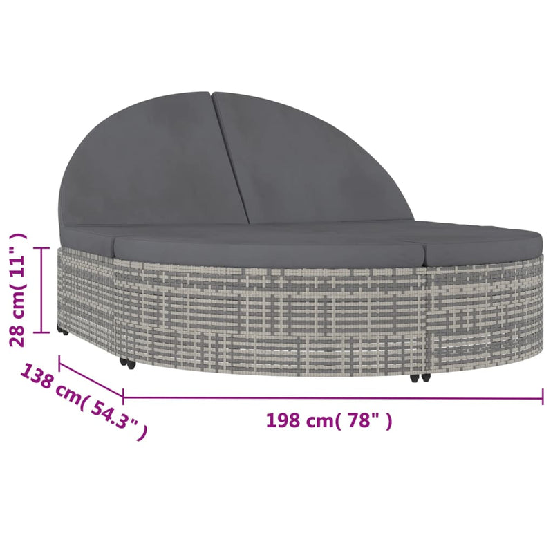 2-Person Sun Lounger with Cushions Poly Rattan Grey Payday Deals
