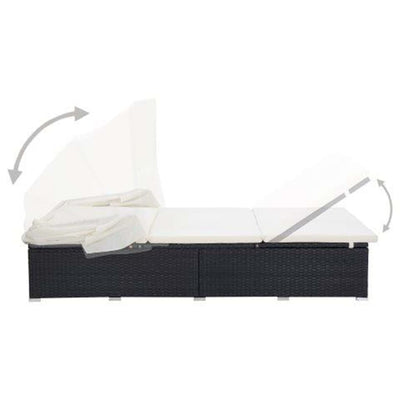 2-Person Sunbed with Cushion Poly Rattan Black Payday Deals