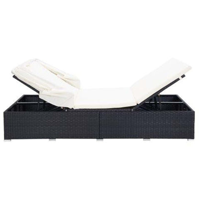2-Person Sunbed with Cushion Poly Rattan Black Payday Deals
