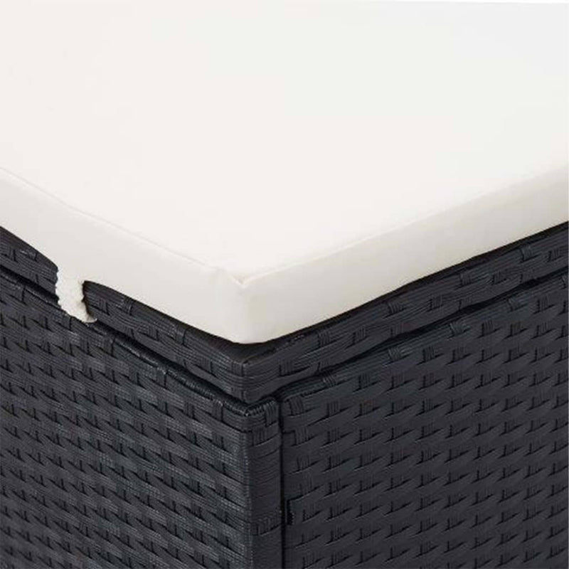 2-Person Sunbed with Cushion Poly Rattan Black Payday Deals