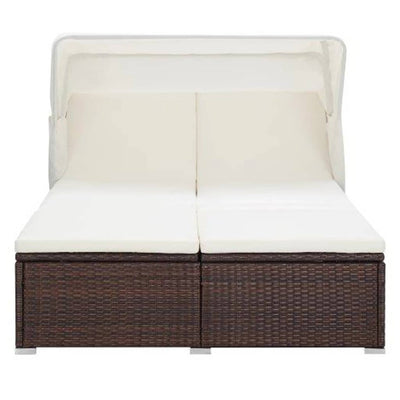 2-Person Sunbed with Cushion Poly Rattan Brown Payday Deals