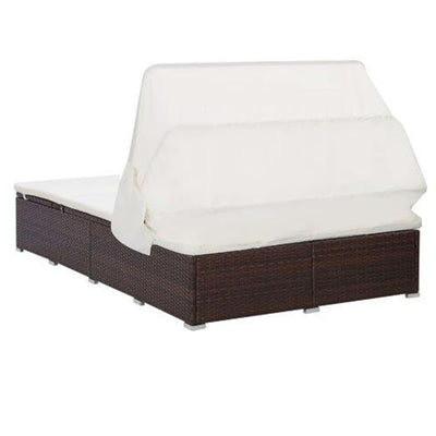 2-Person Sunbed with Cushion Poly Rattan Brown Payday Deals