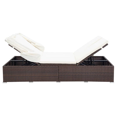 2-Person Sunbed with Cushion Poly Rattan Brown Payday Deals