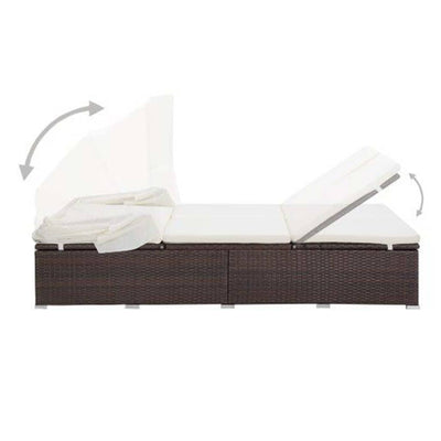 2-Person Sunbed with Cushion Poly Rattan Brown Payday Deals