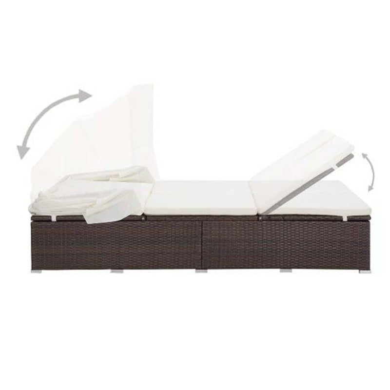 2-Person Sunbed with Cushion Poly Rattan Brown Payday Deals