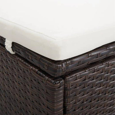 2-Person Sunbed with Cushion Poly Rattan Brown Payday Deals