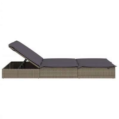 2-Person Sunbed with Cushions Grey Poly Rattan Payday Deals