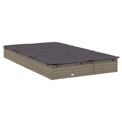 2-Person Sunbed with Cushions Grey Poly Rattan Payday Deals