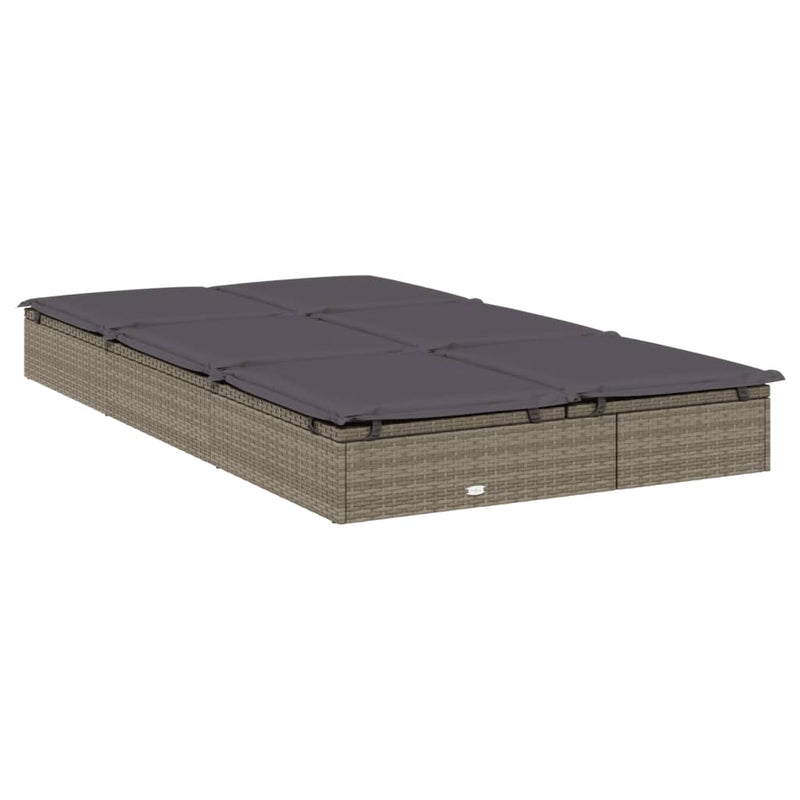 2-Person Sunbed with Cushions Grey Poly Rattan Payday Deals