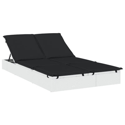 2-Person Sunbed with Cushions White Poly Rattan Payday Deals