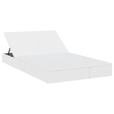 2-Person Sunbed with Cushions White Poly Rattan Payday Deals