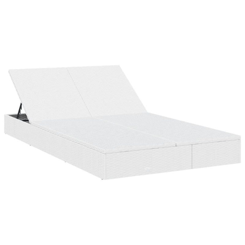 2-Person Sunbed with Cushions White Poly Rattan Payday Deals
