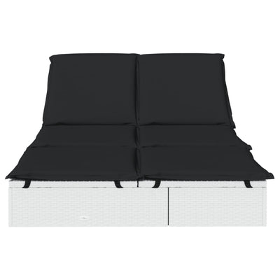 2-Person Sunbed with Cushions White Poly Rattan Payday Deals