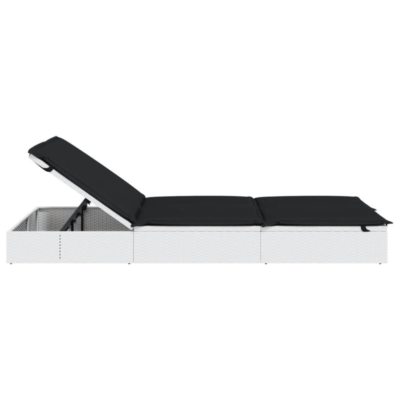 2-Person Sunbed with Cushions White Poly Rattan Payday Deals