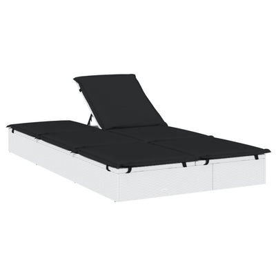 2-Person Sunbed with Cushions White Poly Rattan Payday Deals