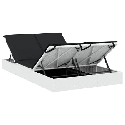 2-Person Sunbed with Cushions White Poly Rattan Payday Deals