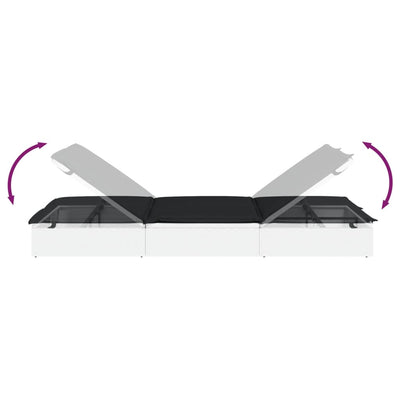 2-Person Sunbed with Cushions White Poly Rattan Payday Deals
