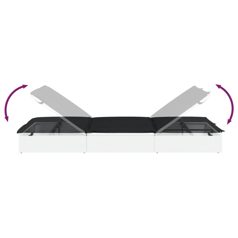 2-Person Sunbed with Cushions White Poly Rattan Payday Deals