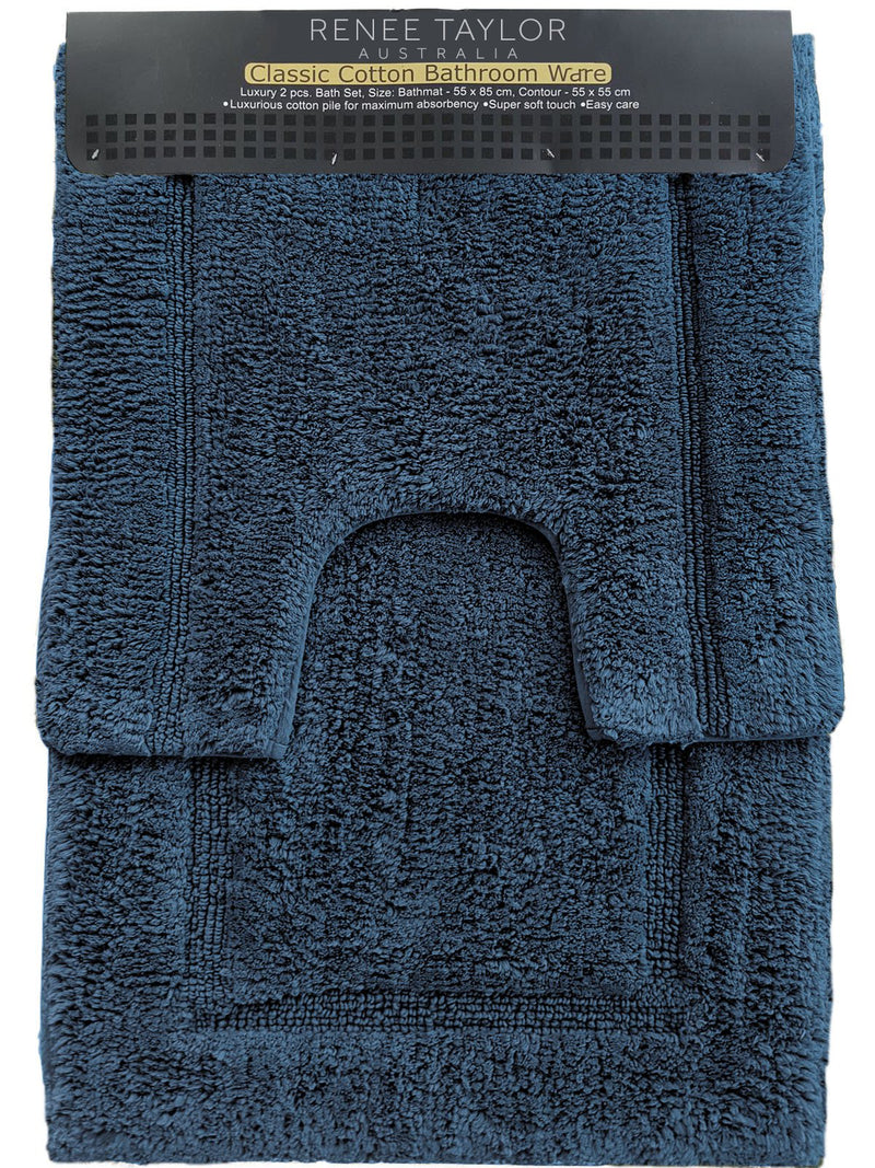 2 Piece 2200 GSM Tufted Blue Mirage Bath Mat Set by Renee Taylor Payday Deals