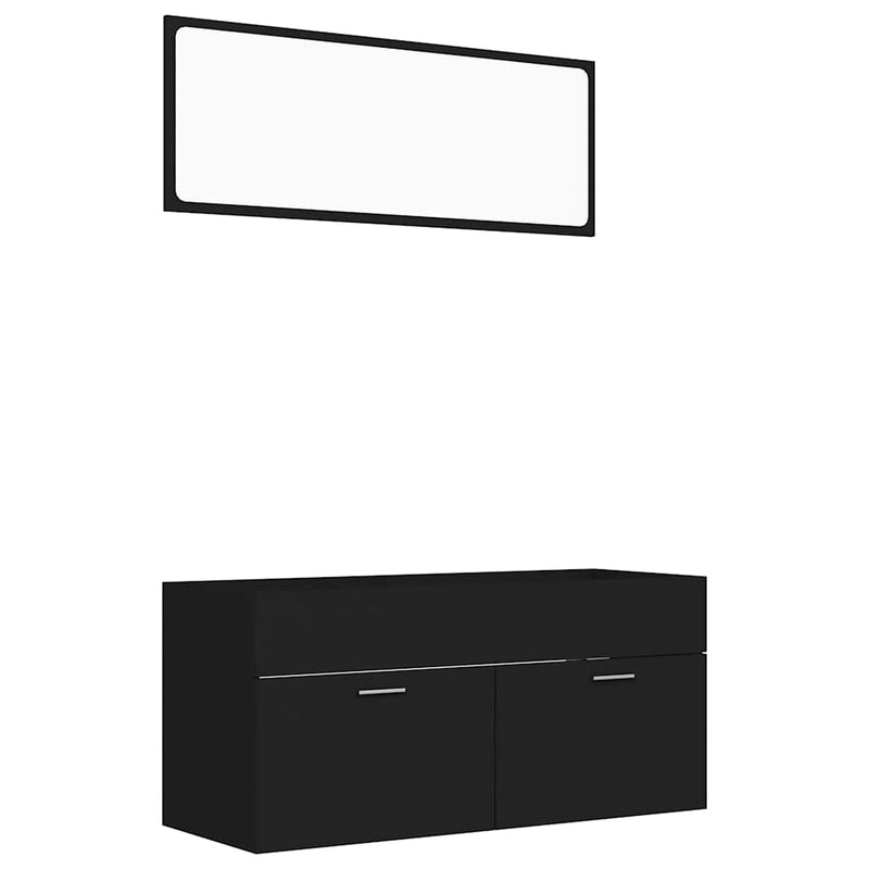 2 Piece Bathroom Furniture Set Black Engineered Wood Payday Deals