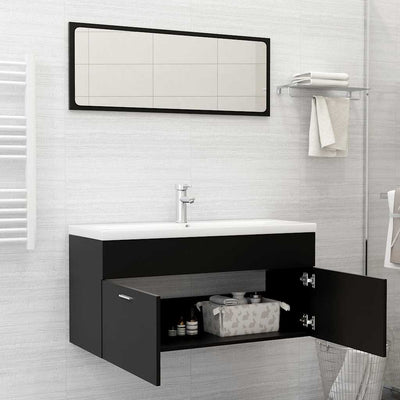 2 Piece Bathroom Furniture Set Black Engineered Wood Payday Deals