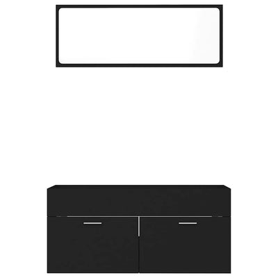 2 Piece Bathroom Furniture Set Black Engineered Wood Payday Deals
