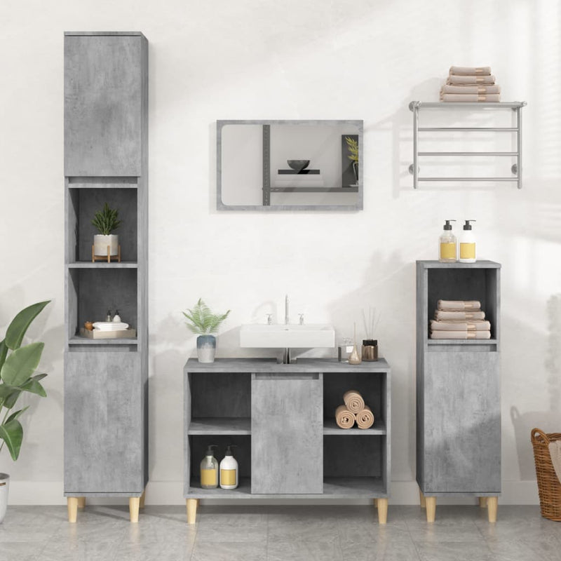 2 Piece Bathroom Furniture Set Concrete Grey Engineered Wood Payday Deals