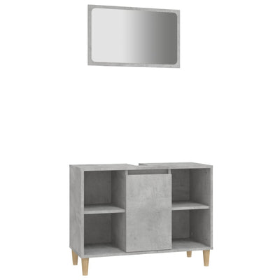 2 Piece Bathroom Furniture Set Concrete Grey Engineered Wood Payday Deals