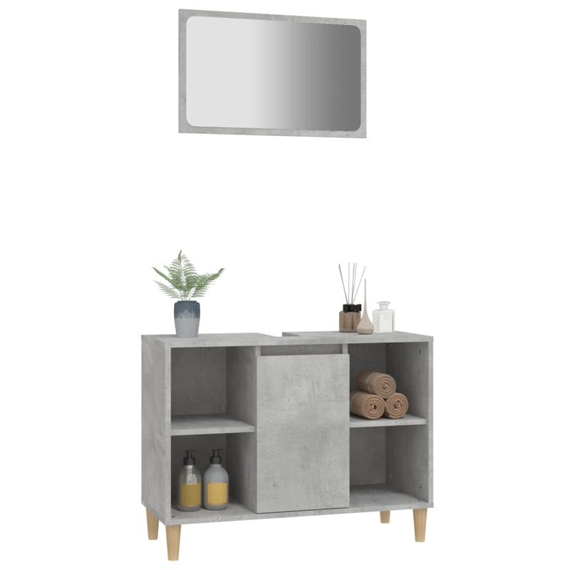 2 Piece Bathroom Furniture Set Concrete Grey Engineered Wood Payday Deals
