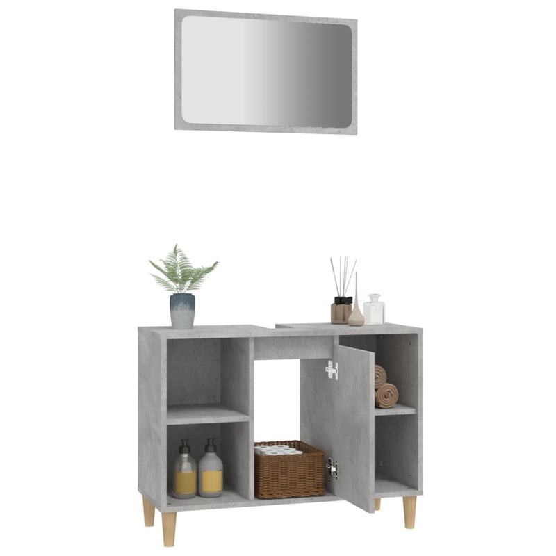 2 Piece Bathroom Furniture Set Concrete Grey Engineered Wood Payday Deals