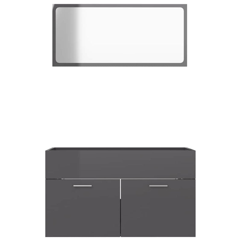 2 Piece Bathroom Furniture Set High Gloss Grey Engineered Wood Payday Deals