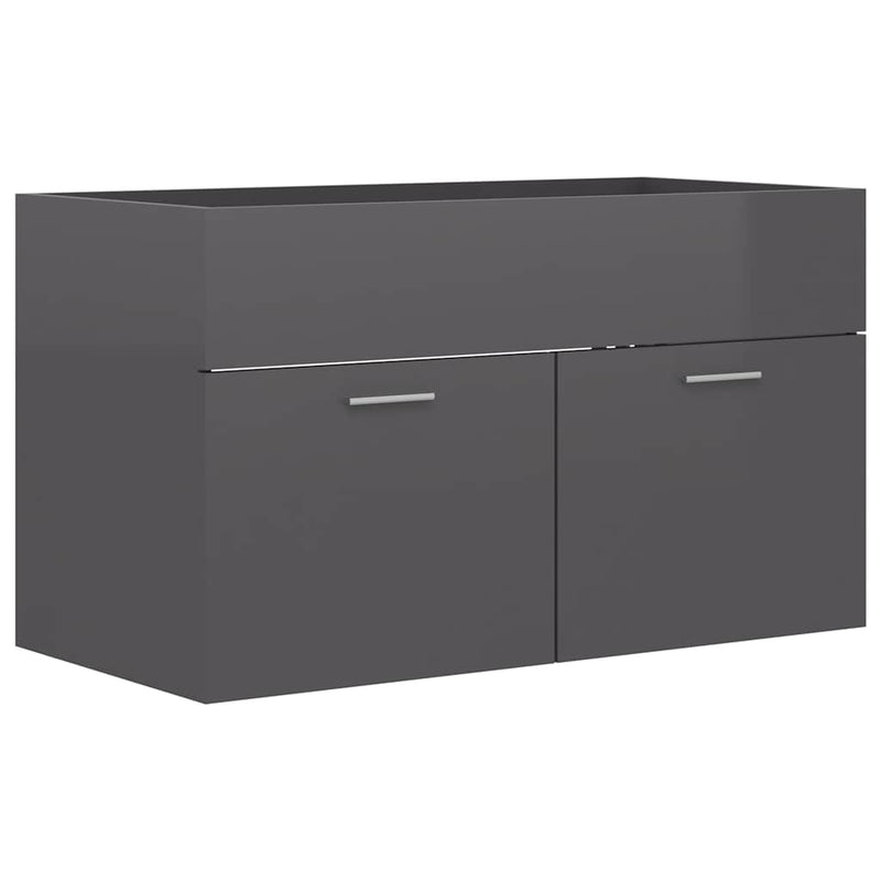 2 Piece Bathroom Furniture Set High Gloss Grey Engineered Wood Payday Deals