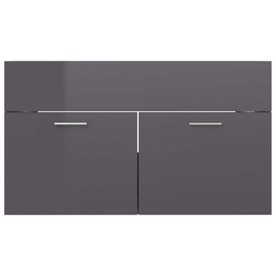 2 Piece Bathroom Furniture Set High Gloss Grey Engineered Wood Payday Deals